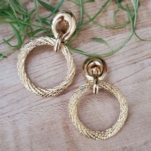 Vintage 80s Gold Clip On Hoops